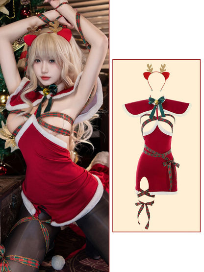 Mrs Claus Cupless Velvet Dress