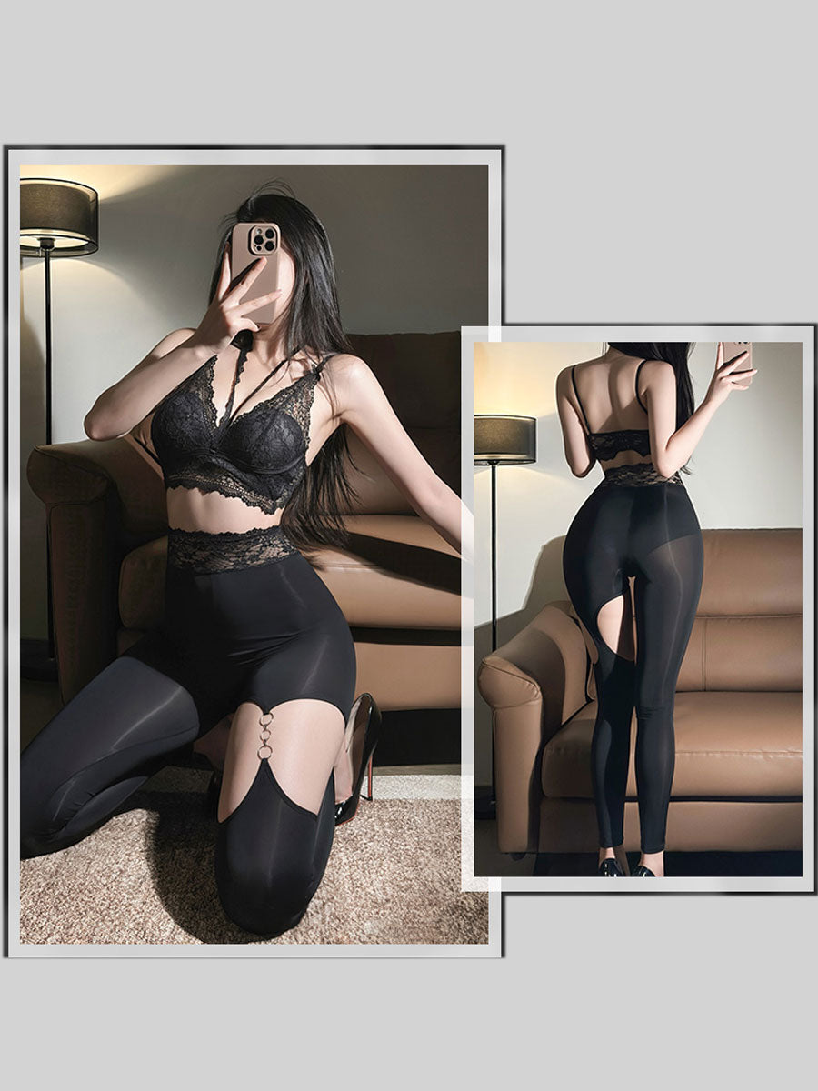 Lace Bra and Cutout Leggings