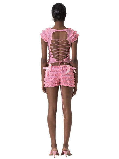 Two Piece Ruffled Girly Rave Outfit