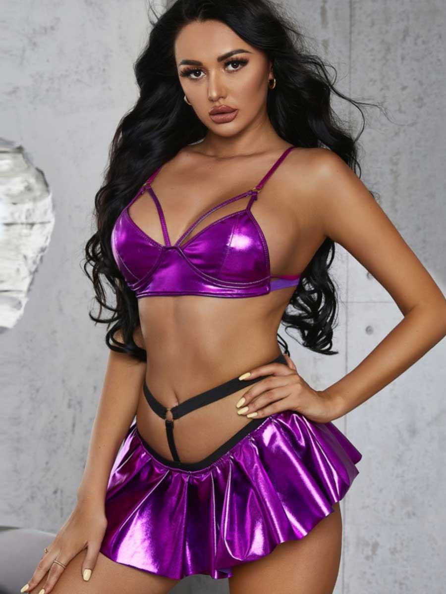 Plus Size Caged Metallic Skirt Set