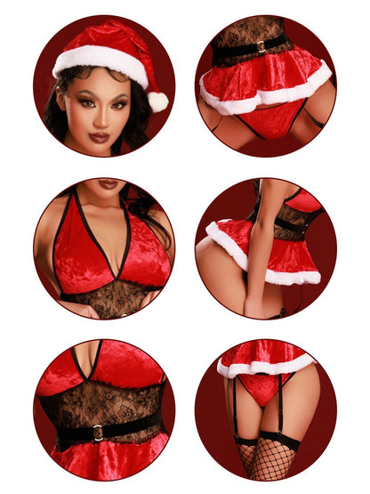 Velvet Santa Babydoll Dress Set