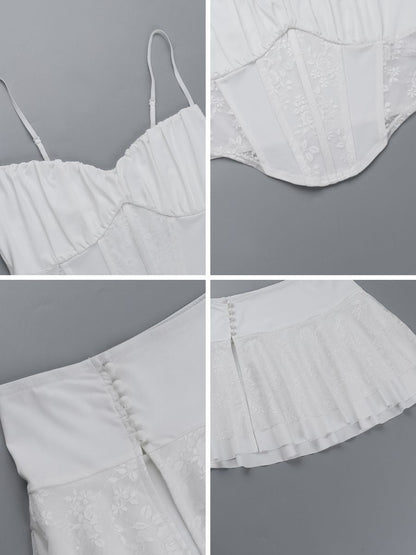 White Lace Bustier Mini Skirt