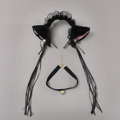 Yomorio Neko Girl Headband and Choker Lace Cat Ears Headpiece 2 Piece Cat Cosplay Accessories