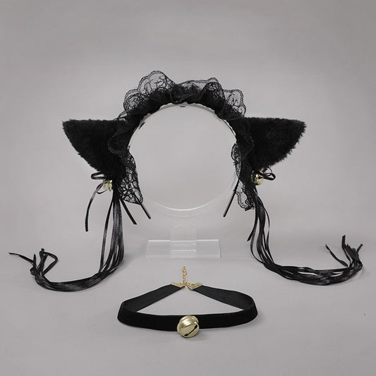 Yomorio Neko Girl Headband and Choker Lace Cat Ears Headpiece 2 Piece Cat Cosplay Accessories